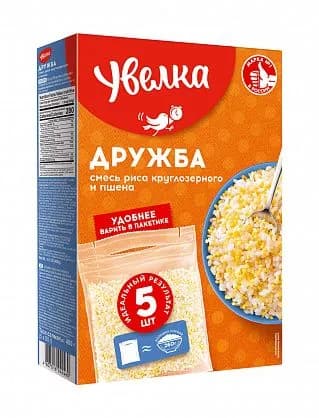 Крупа Дружба (рис+пшено) в варочных пакетиках Увелка, 400г