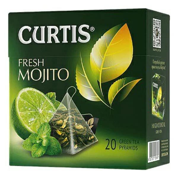 Чай зеленый Curtis Fresh Mojito с цедрой цитрусовых и ароматом мохито в пирамидках 1,7 г х 20 шт