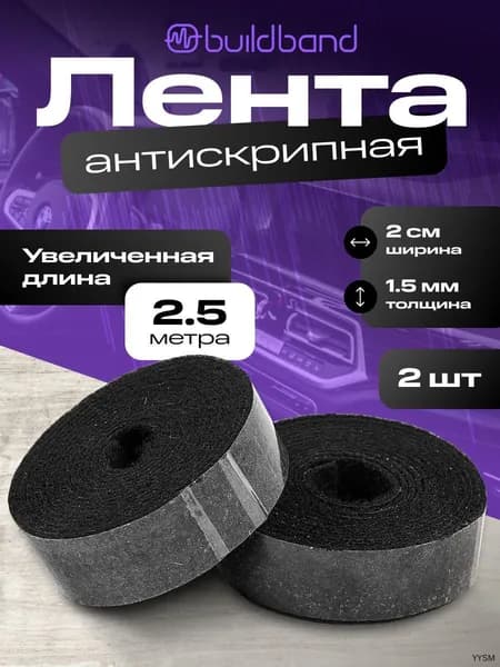 Антискрип автомобильный, 2.5 м, толщина: 1.5 мм, 2 шт.