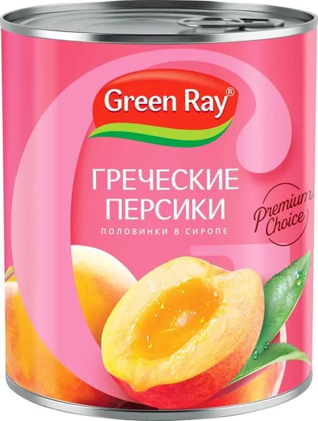 Персики Green Ray Греческие половинки в сиропе, 850мл