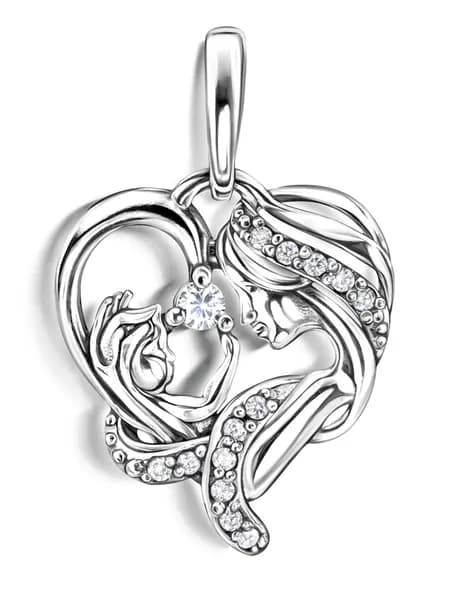 Silverlife Подвеска серебряная женская с фианитом Сердце