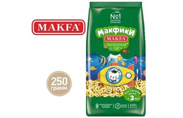 Макаронные изделия Макфики Подводный мир, 250г