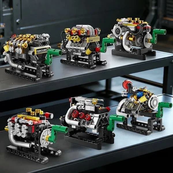 Электрическая сборная модель механического двигателя V8, конструктор совместимый с Lego, настольная игрушка подарок