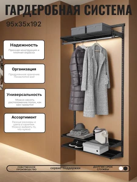 Гардеробная система хранения 95х35х192 TACIT PS.17 металл