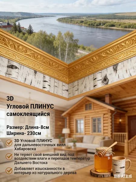 Эксклюзивный гибкий уголок ПВХ 2.3 м с шириной 8 см, самоклеющийся декоративный плинтус