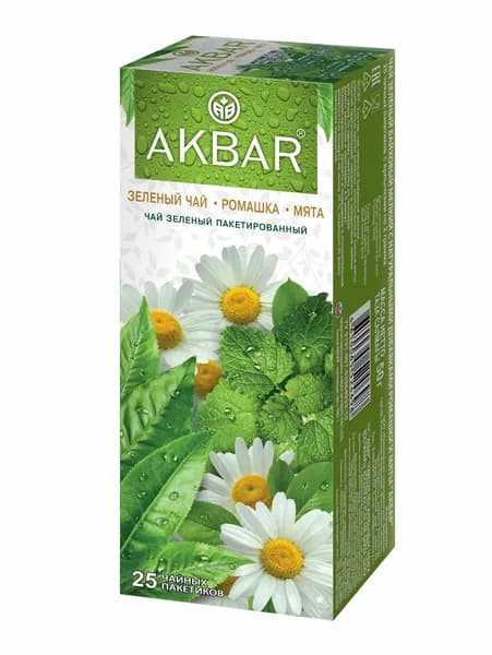 Чай в пакетиках зеленый AKBAR Ромашка*Мята, 25 шт