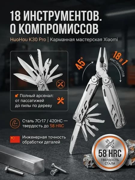 Мультитул универсальный складной туристический HuoHou Pro