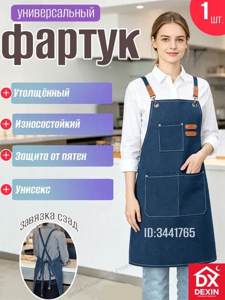 Утолщенный джинсовый фартук, практичный и износостойкий Dexin