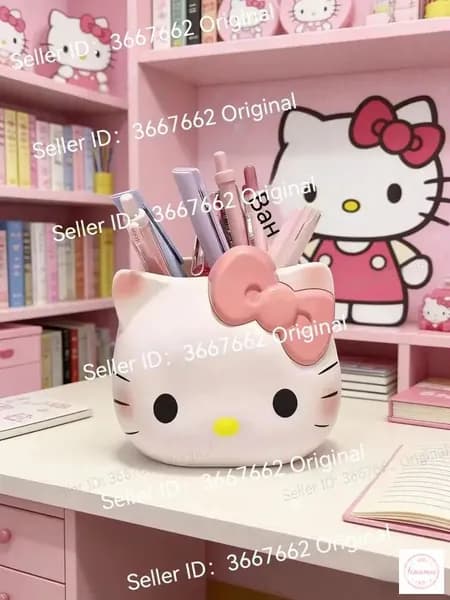 Органайзер Hello Kitty для ручек и канцелярии, розовый, стильный аксессуар для рабочего стола