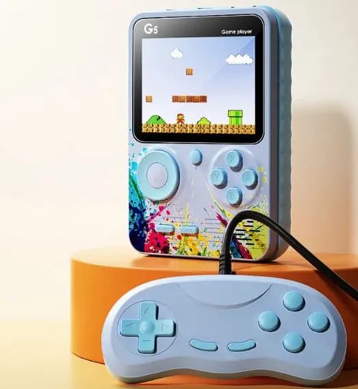 Портативная игровая приставка с гемпадом 16 бит G5 500 игр питание USB Синий