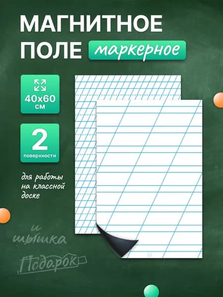 Разлиновка магнитная для школьной доски комплект редкая и частая линия 40х60 см. WellKit