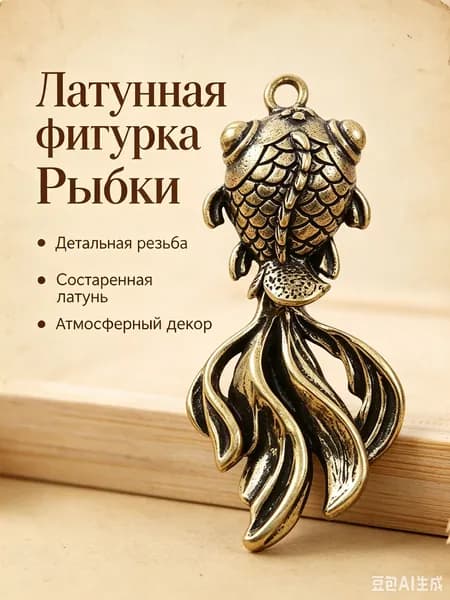 Статуэтка Качающаяся маленькая золотая рыбка, высота 1.86 см, длина  3.2 см