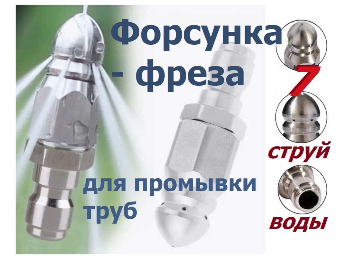 Разборная форсунка-фреза для прочистки канализации и труб водопровода