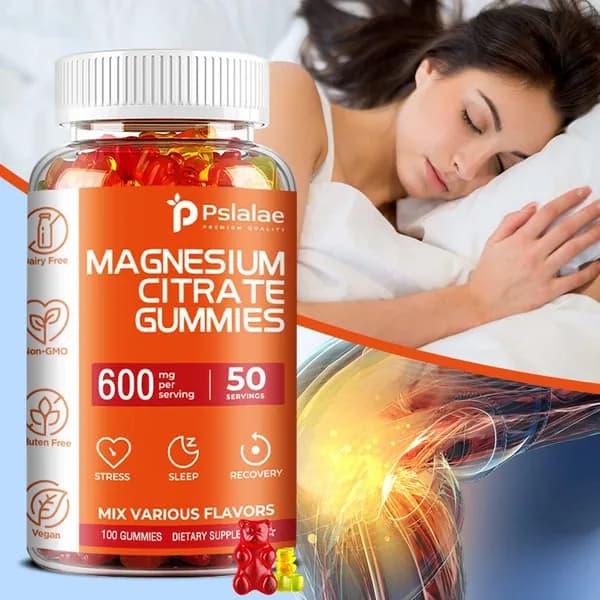 Pslalae - Жевательные конфеты с цитратом магния, 600 мг - Помогают снять стресс, улучшить сон и ускорить восстановление