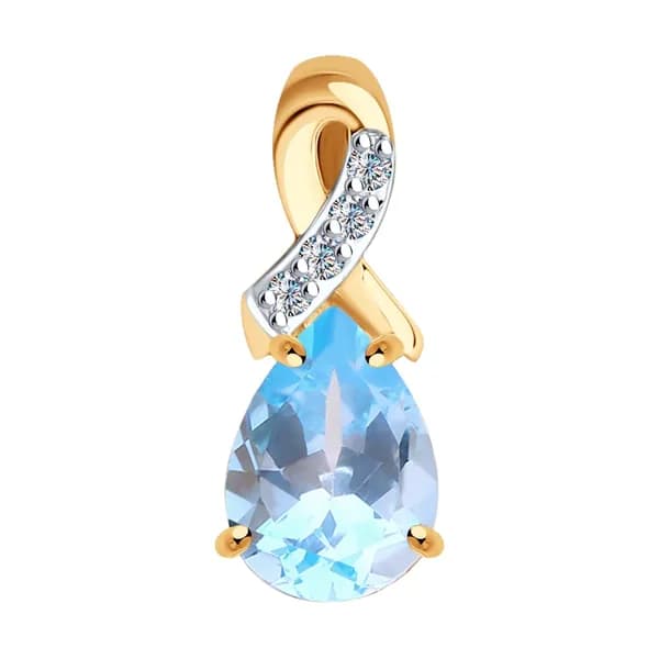 Золотая подвеска DIAMANT-ONLINE с топазом и фианитом 585 пробы