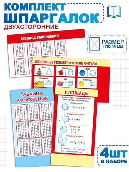 Набор шпаргалок по математике для обучения в школе