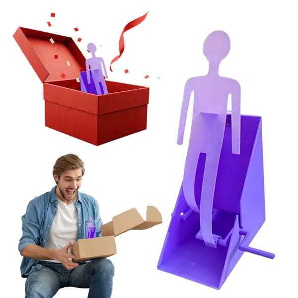 3D-печать фигурка ходящего человека с ручным приводом фиолетового цвета