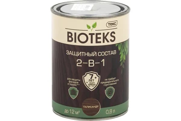 ТЕКС Биотекс, BIOTEKS защитный состав 2-в-1 для наружных работ, палисандр (0,8л)