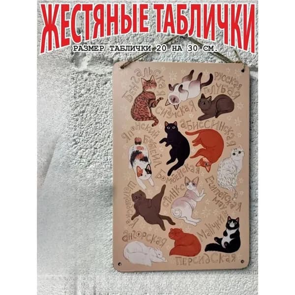 коты, постер на стену, табличка металлическая