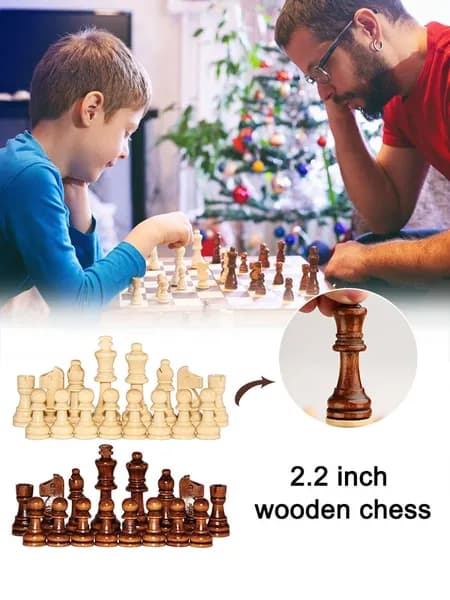 Деревянные шахматные фигуры, 32 шт., высота короля 2,2 дюйма