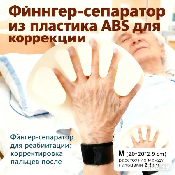 Разделитель пальцев,Инсульт,Гемиплегия,Спазм,Коррекция фиксации и разделения ,Реабилитационное обучение, M (20*20*2.9 см)