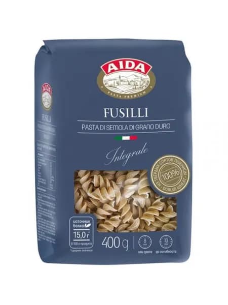 Aida Макаронные изделия Fusilli Integrale Спираль, цельнозерновые, 400 г