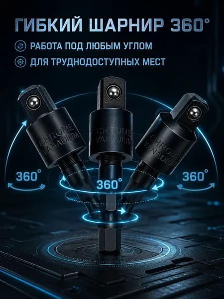 Комплект адаптеров 1/4 3/8 1/2