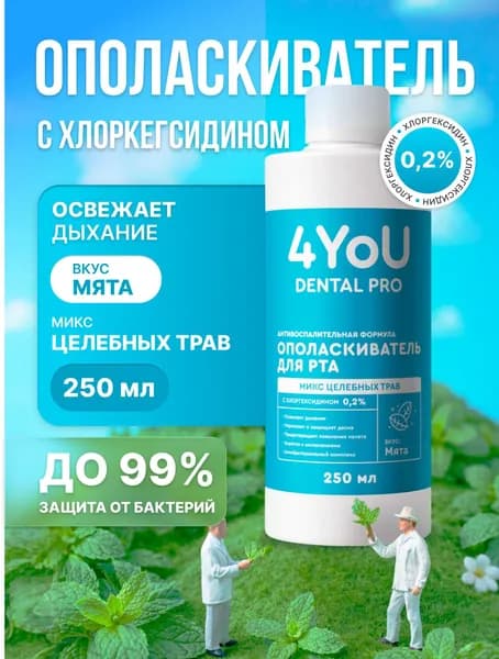 Ополаскиватель со вкусом мяты с хлоргексидином 250 мл