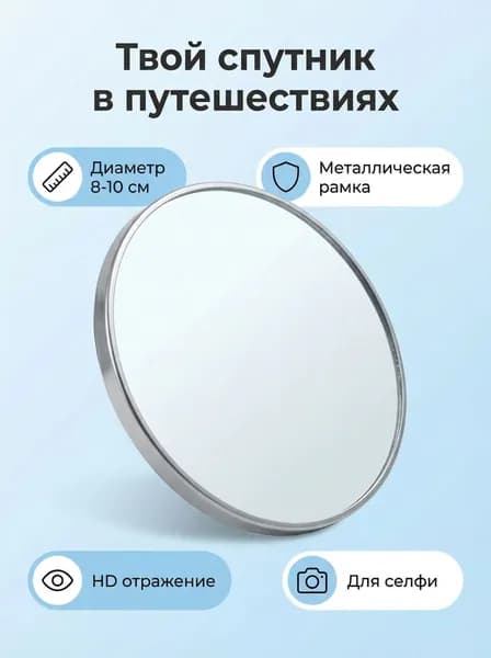 Портативное маленькое круглое зеркало высокой четкости: фото для путешествий / макияж для селфи