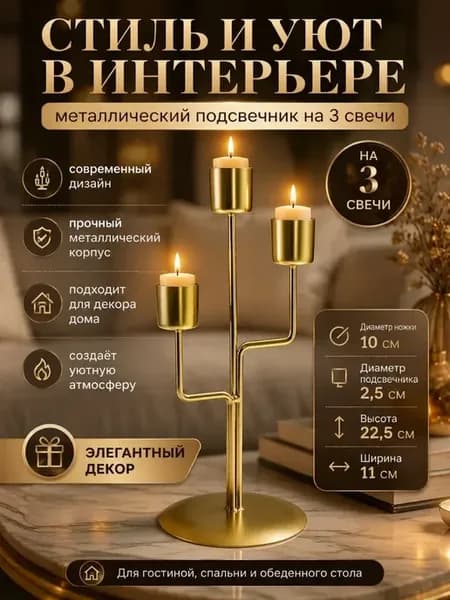 Металлический подсвечник для свечей