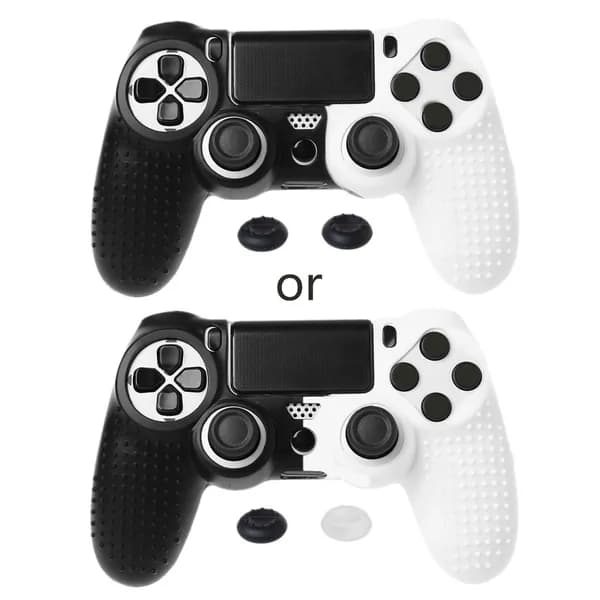 Силиконовый чехол PS4 в горошек с 2 черными коромыслами-черный и белый