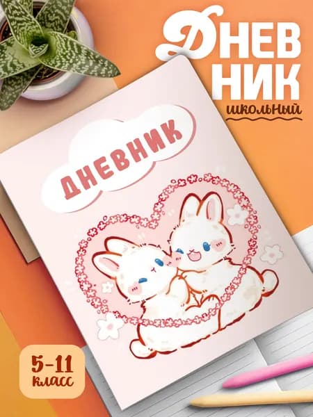 Школьный дневник с мягкой обложкой Кролики
