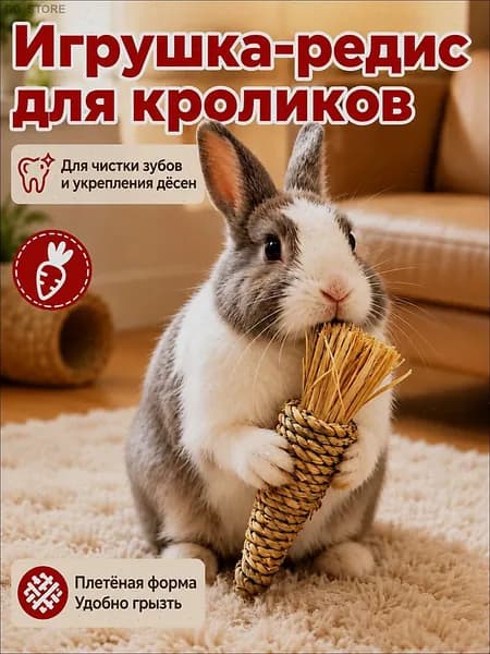 Игрушка для грызунов из натуральной травы, ручной работы. Подходит для кроликов, хомяков и других мелких грызунов, способствует естественному и здоровому стачиванию зубов.