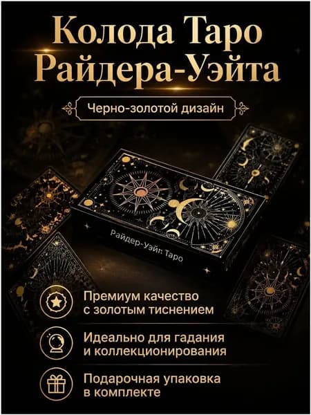 Эксклюзивная колода Таро Wyspell Cat с 78 картами, английская версия, где классический формат дополнен иллюстрациями чёрной судьбы