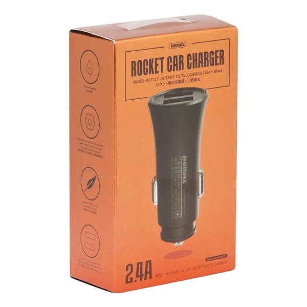 Автомобильное зарядное устройство Remax Rocket Car Charger RCC217 2хUSB 2,4А, Черный