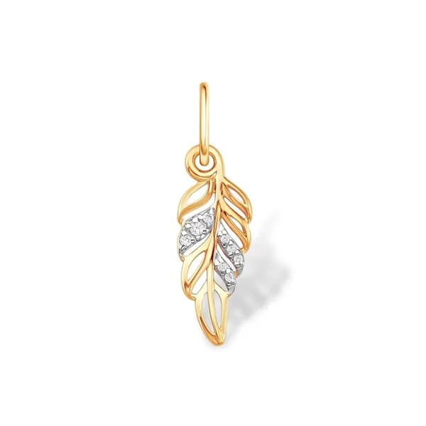 Подвеска на шею с фианитами из красного золота 585 пробы 585GOLD