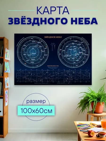 Карта звездного неба настенная