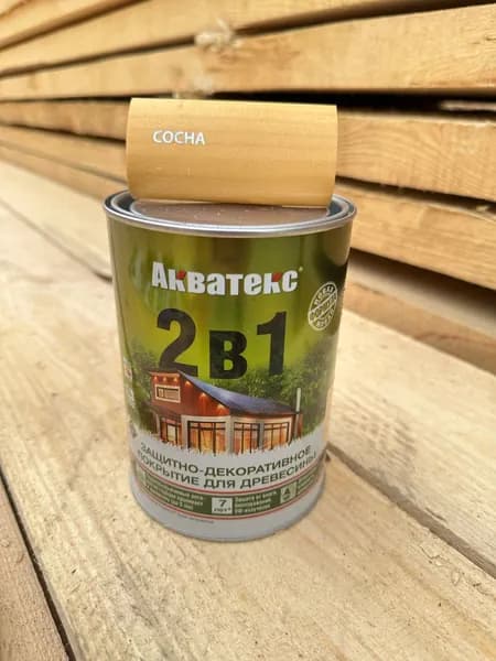 АКВАТЕКС Деревозащитный текстурирующий состав, цвет Сосна (0,8 л), формула 2 в 1: грунт и антисептик, полуматовое покрытие, Рогнеда