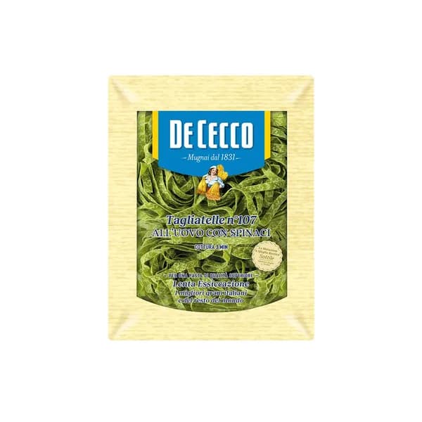 Макароны De Cecco Тальятелле №107 со шпинатом, яичные, из твердых сортов пшеницы, 250 г
