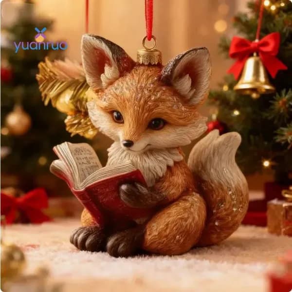 Рождественская игрушка Читающий енот от Reading Foxs - книжный декор