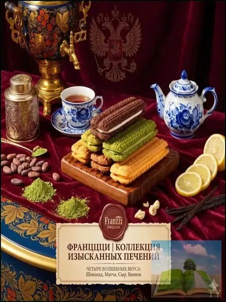 Популярный порционный снек к чаю либо кофе, хрустящее печенье Franzzi с плавящимся кремом помол 60 микрон и тремя вкусами шоколад, молоко и матча, тающее во рту