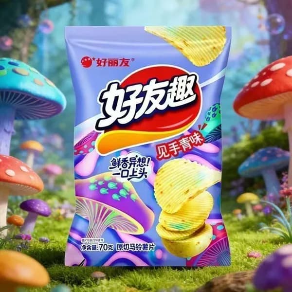 Картофельные чипсы с грибным вкусом, натуральная нарезка, упаковка 70 г