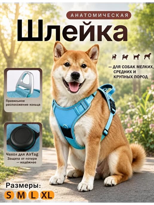 Шлейка анатомическая для собак мелких, средних крупных пород