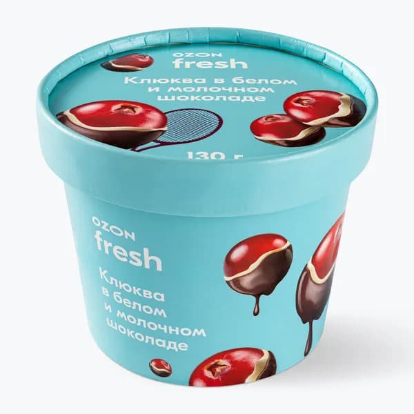 Клюква в белом и молочном шоколаде 130 г, Ozon fresh, быстрозамороженная