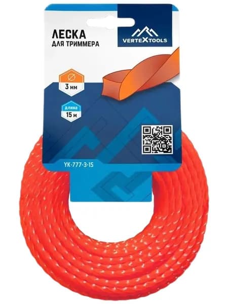 Леска для триммера VertexTools 3мм x 15м витой квадрат