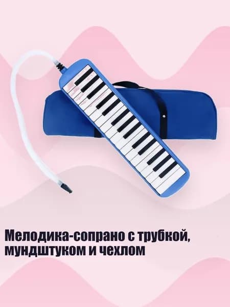 Мелодика-сопрано с трубкой, мундштуком и чехлом, Синий
