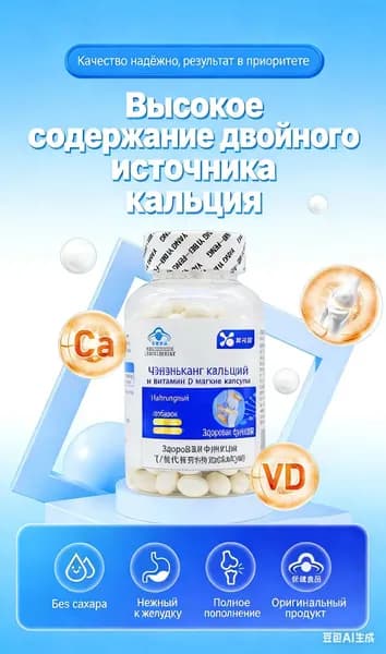 Мягкие капсулы с витамином D3 и высоким содержанием кальция, 30 капсул. Подходит для молодых людей, взрослых и пожилых.