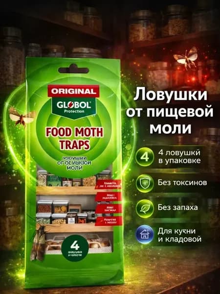 Ловушка от пищевой моли клеевая с аттрактантом 4шт для дома