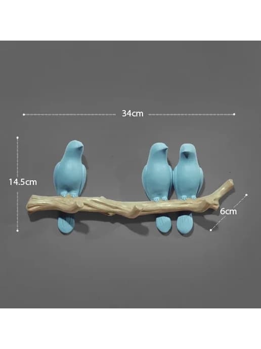 Смоляная вешалка для птиц Blue 3 birds