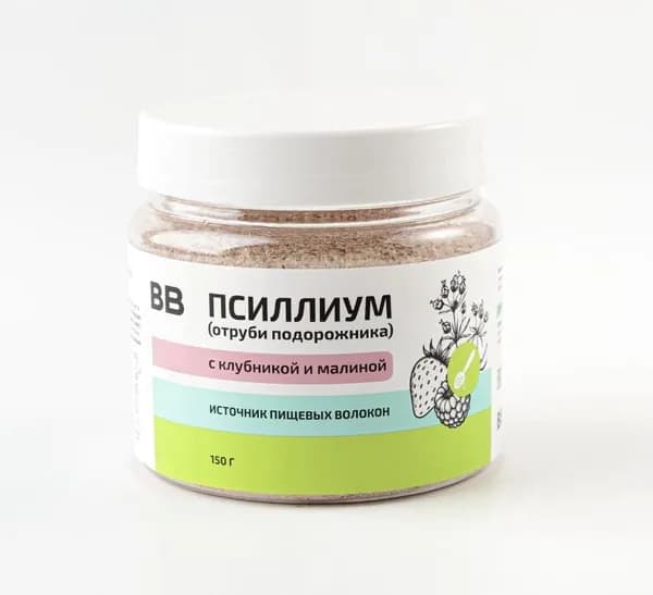 Псиллиум (отруби подорожника) с клубникой и малиной, 150 г